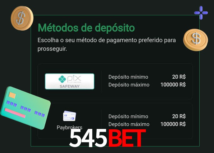 O cassino 545Bet oferece uma grande variedade de métodos de pagamento